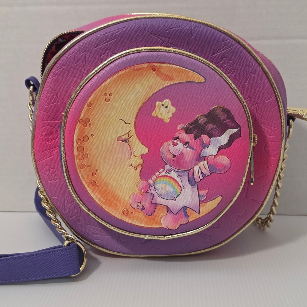Loungefly Crossbody Bag Small Purple Excellent Care Bears Monsters Canteen